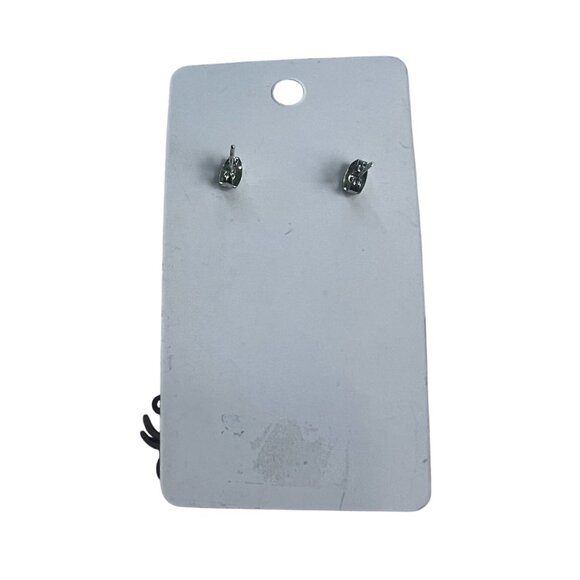 Silver Spider on Wood Web with Iridescent Bead Stud Earrings - Picture 3 of 3